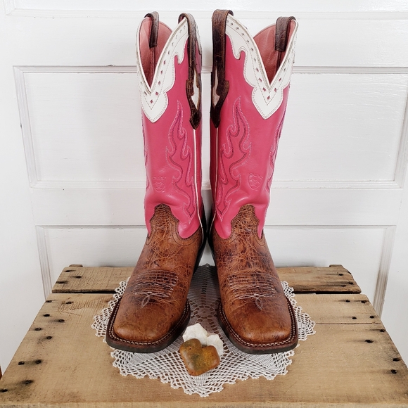 🌸AvaiLable🌸inQuire pLease🌸Vtg Pink ARIAT Crossfire Caliente Cowgirl Boots - Picture 6 of 16